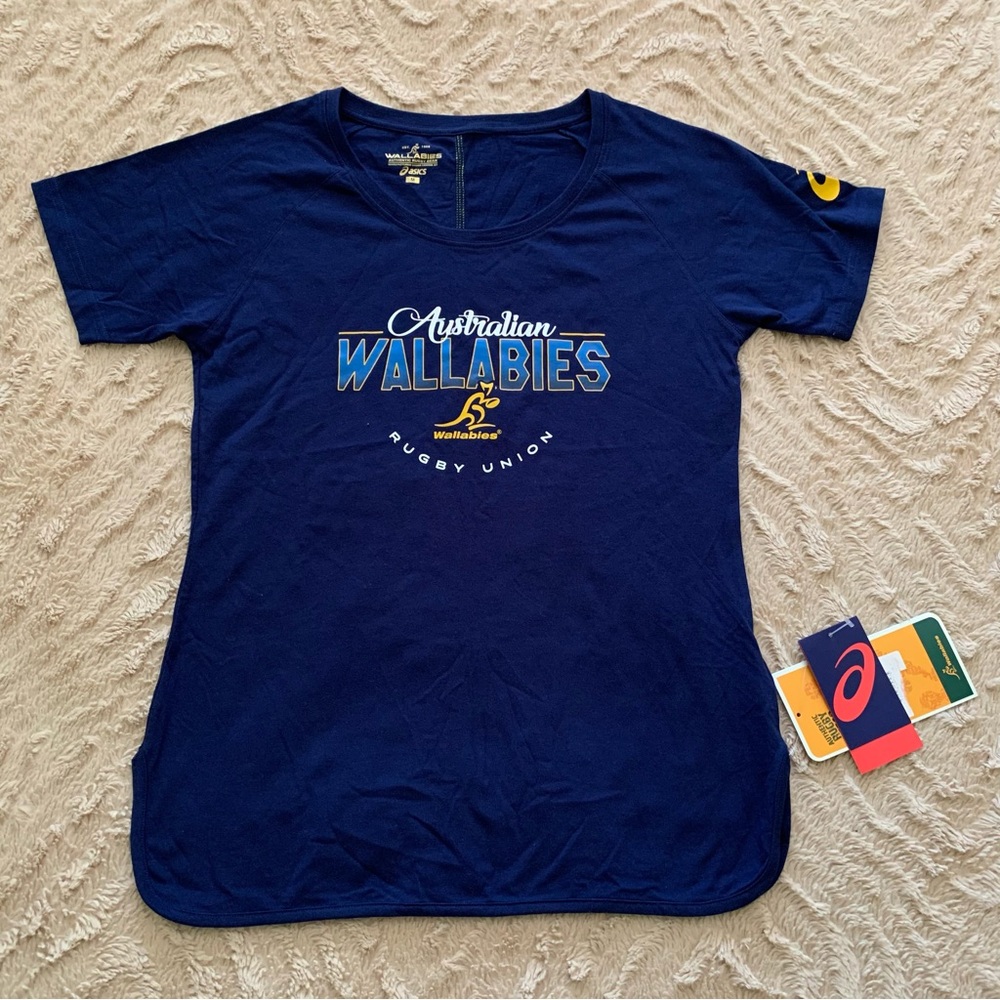 ASICS NWT Wallabies Australian Rugby Team Fitted T-Shirt Athletic Top Raglan M